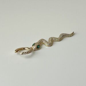 Adina Eden Pavé Snake Earring | Gold-Plated Sterling Silver 925 + Emerald | NWOT
